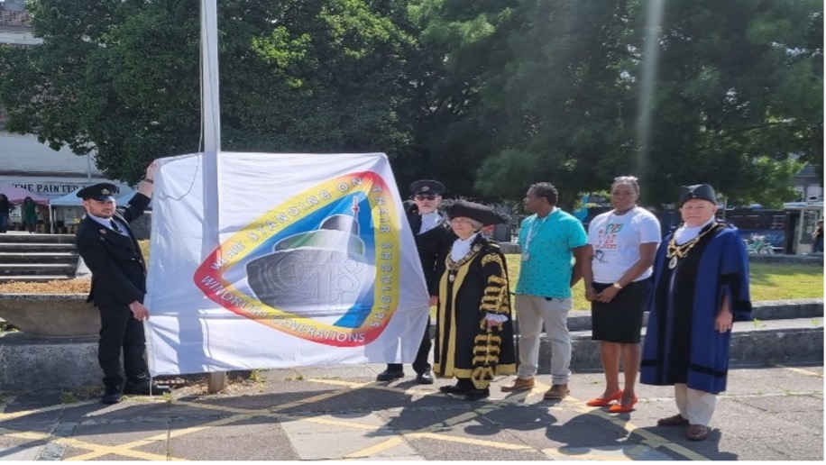 Southampton Mayor with a Windrush flag